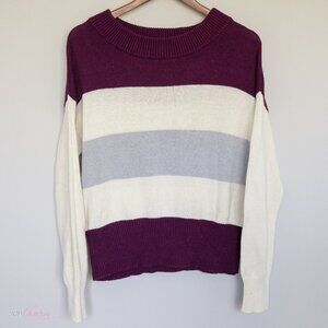 Lucky Brand Color Block Sweater, Maroon/Beige/Gray